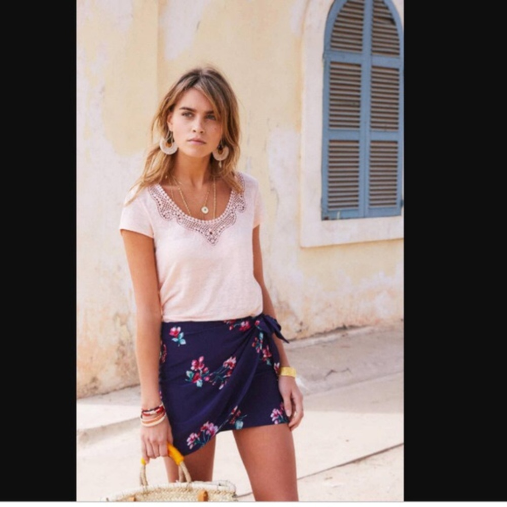 Sezane Pacome floral mini skirt size 6 38
